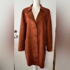 Magaschoni Women's Brown faux Suede Coat XL